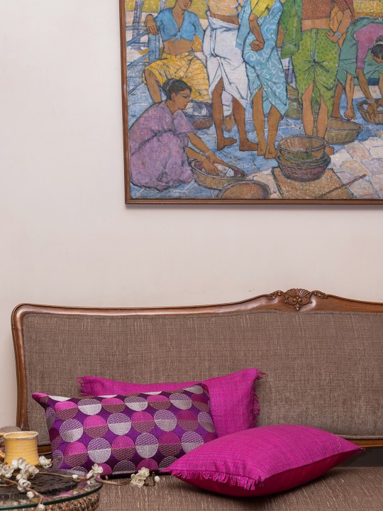 Set of 3 Geometric Rectangle Silk Cushion Covers