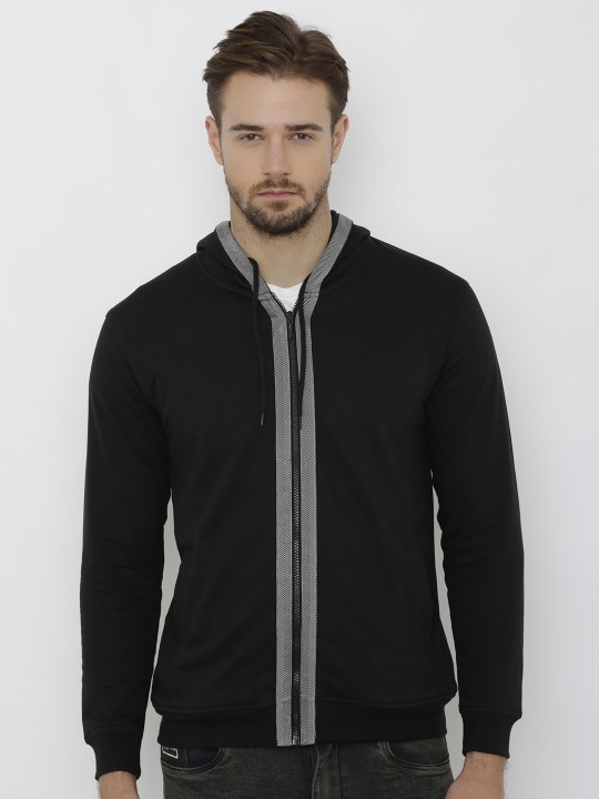 Men Black Solid Lightweight Open Front Jacket S