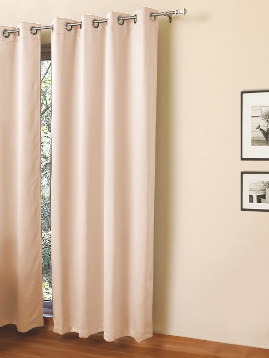 Peach-Coloured Black Out Door Curtain