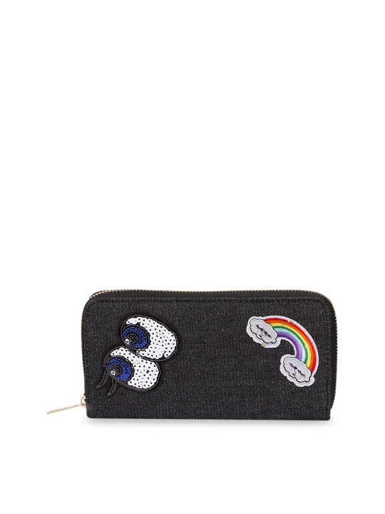 Women Navy Blue Solid Zip Around Wallet