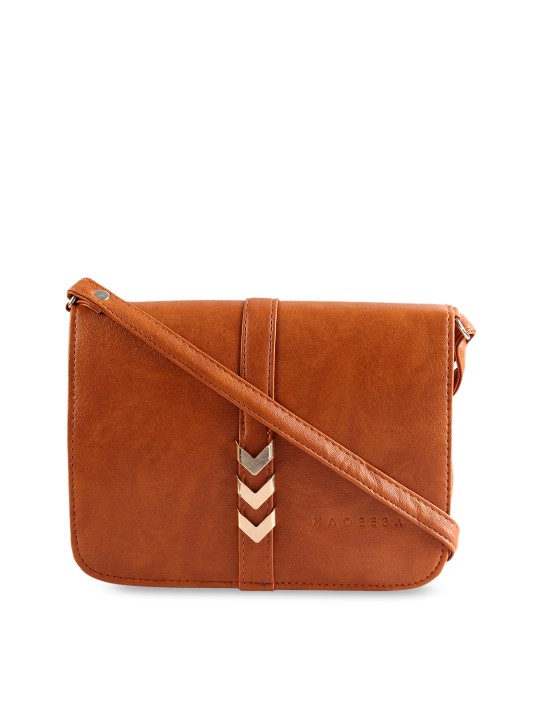 Tan Brown Solid Sling Bag