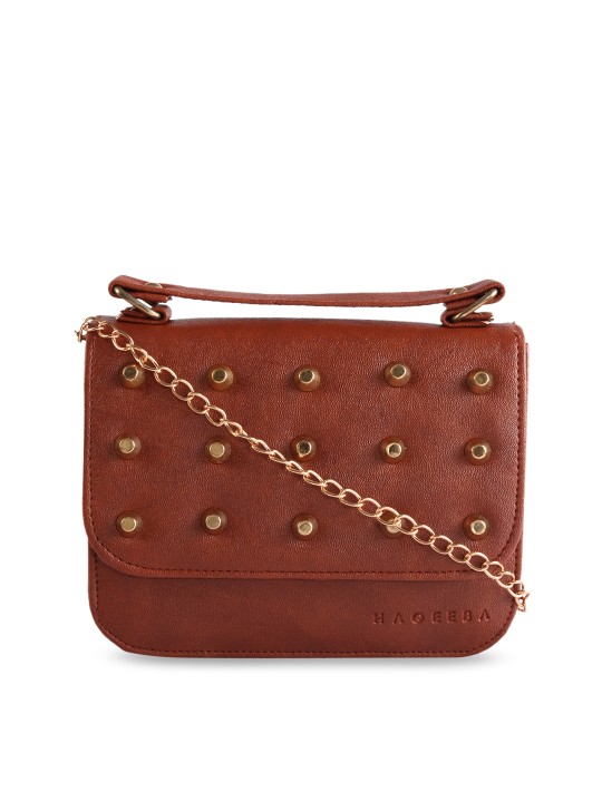 Brown Solid Sling Bag