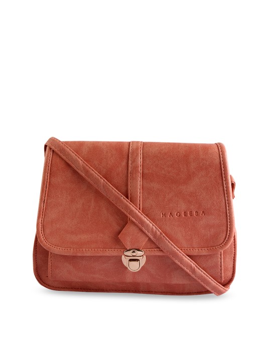 Peach-Coloured Textured Sling Bag