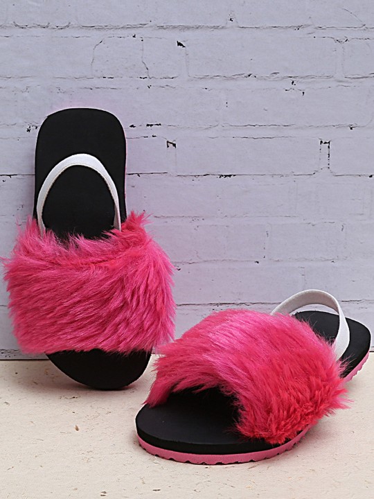 Buy Girls Fuchsia Black Solid Sliders 32 Online at desertcartINDIA