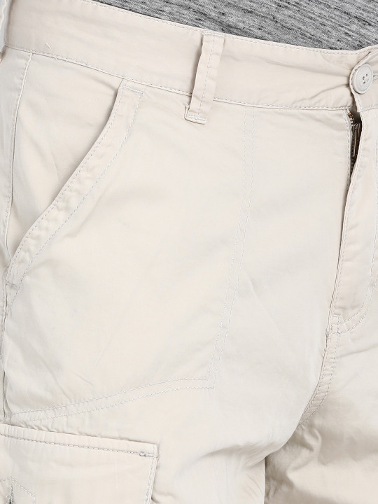 Off White Men Solid Regular Fit Cargo Shorts 36 Desertcart