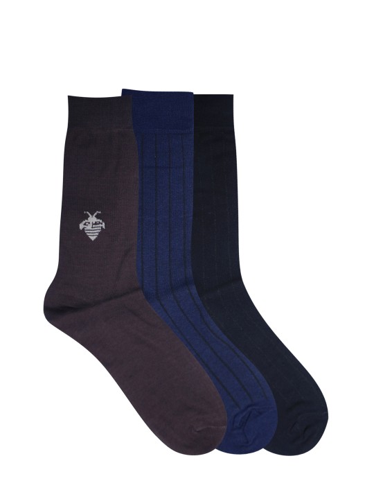 Men Pack of 3 Muticoloured Patterned Calf-Length Socks