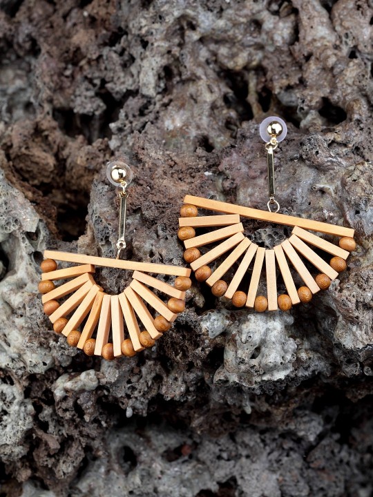 Brown Geometric Drop Earrings
