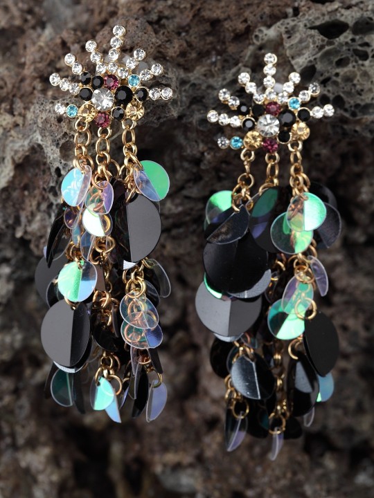 Black Contemporary Drop Earrings