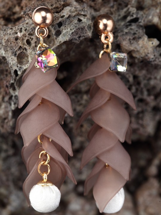 Beige & Beige Quirky Drop Earrings