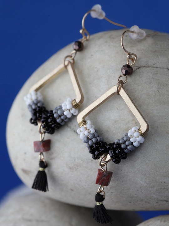 Black & Black Quirky Drop Earrings