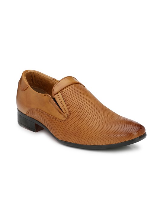Men Tan Brown Solid Formal Slip-On Shoes 6