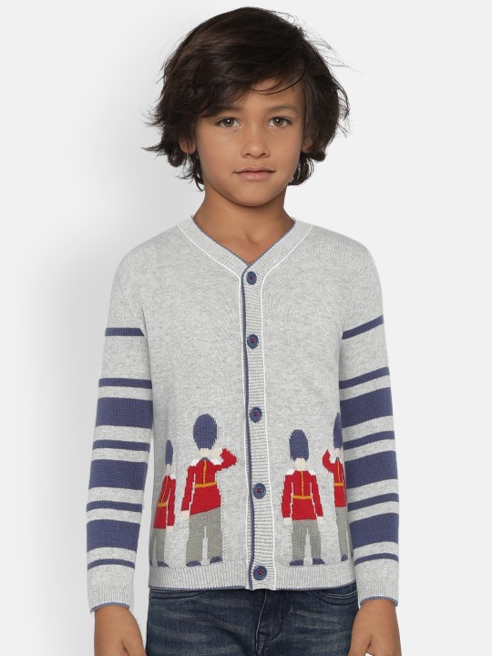 Boys Grey Self Design Cardigan 12-18M -  1058