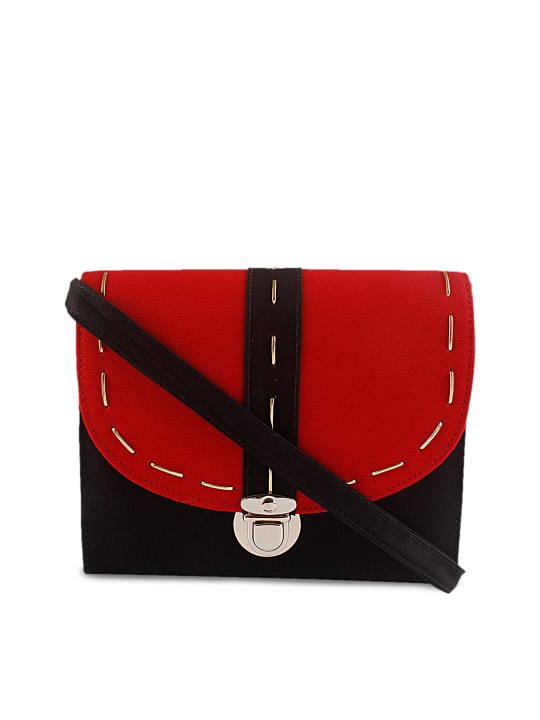 Red & Black Colourblocked Sling Bag