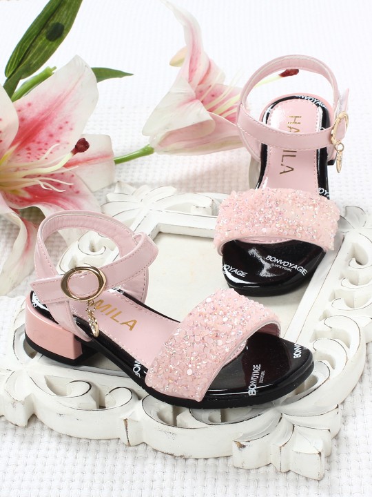 Girls Pink Solid Sandals 27