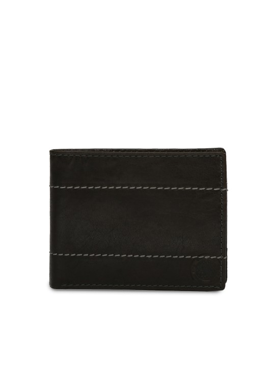 Men Black Solid Two Fold Wallet