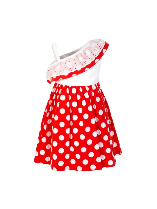 Girls Red Printed Fit and Flare Dress 2-3Y