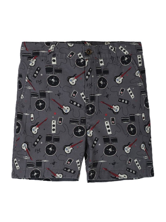 Boys Grey Printed Regular Fit Regular Shorts 2-3Y
