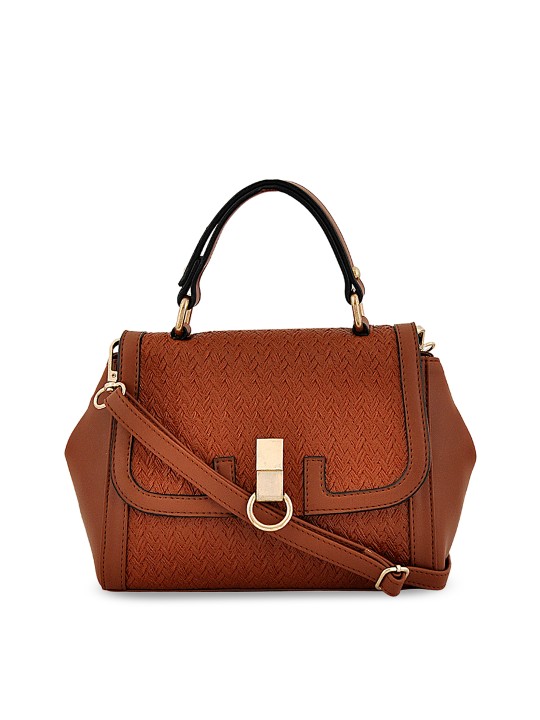 Brown Textured Sling Bag