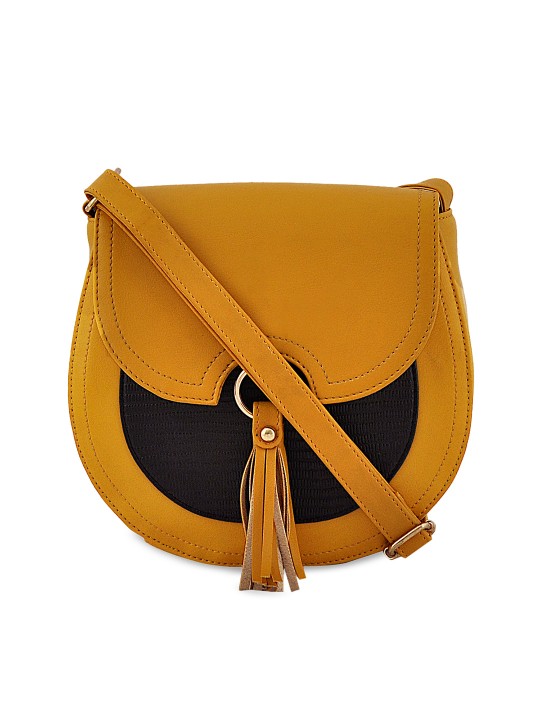 Mustard Yellow Colourblocked Sling Bag