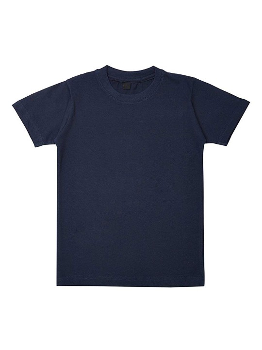 Unisex Navy Blue Solid Round Neck T-shirt 1-2Y