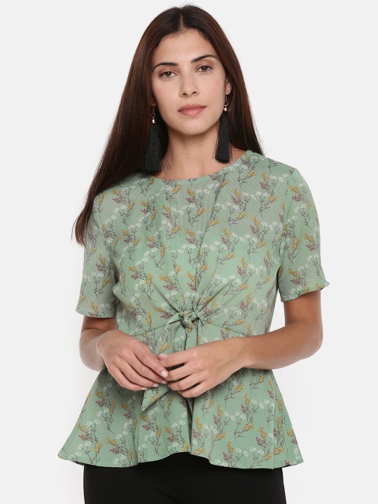 Women Green Printed Top XS