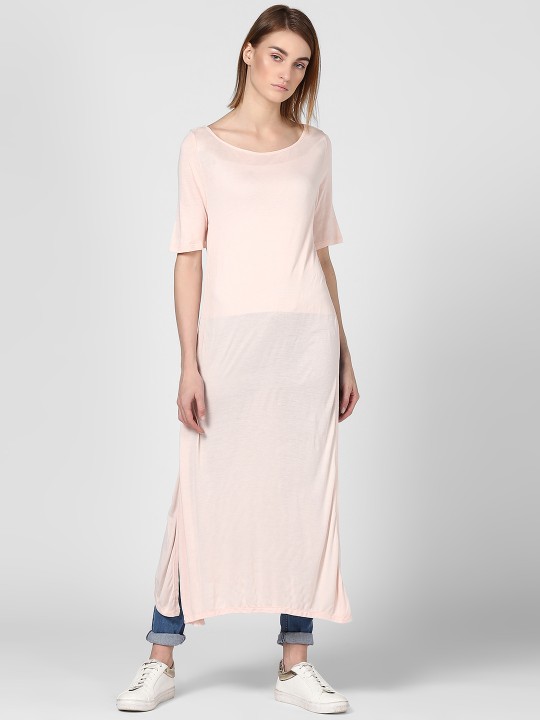 Women Pink Solid Maxi Top XS