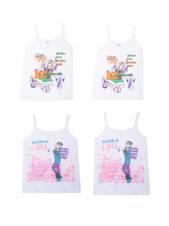 Girls Pack Of 4 Printed Camisoles MKKV-002-PO4-3 0-3M