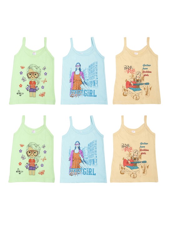 Girls Pack Of 6 Printed Assorted Camisoles MKKV-002-PO6-2 0-3M