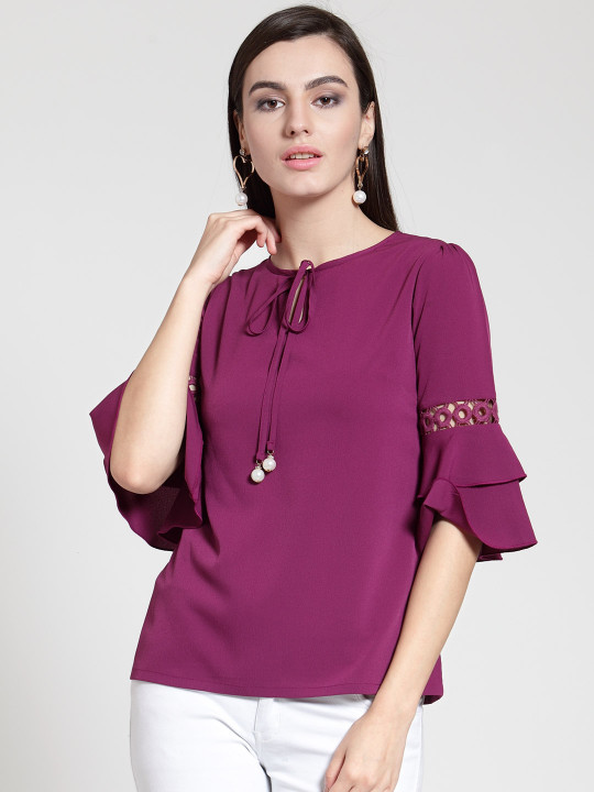 plusS Women Purple Solid Top