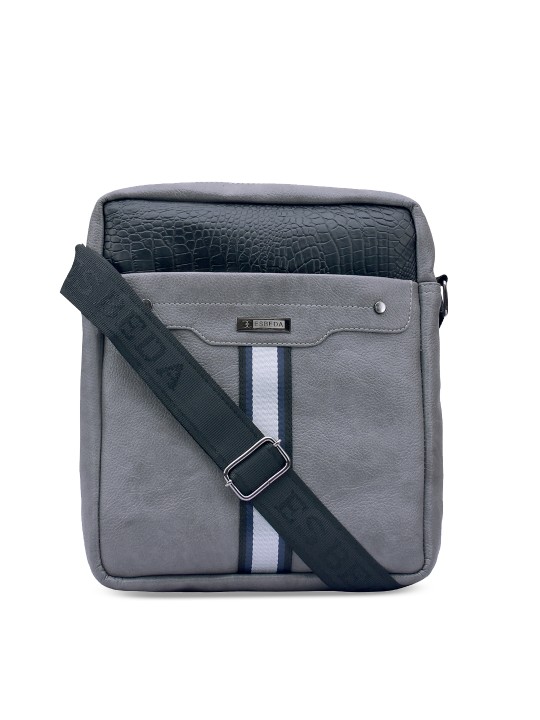 Men Grey Solid Messenger Bag