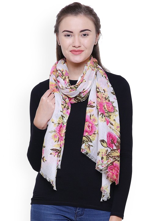 Pink & Off-White Printed Scarf