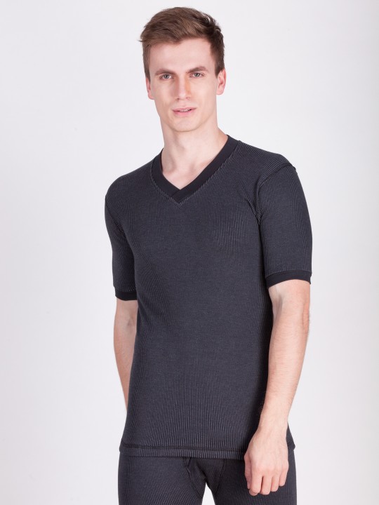 Men Black Solid Regular Fit Thermal Top MUMF-2-MHS-VS S