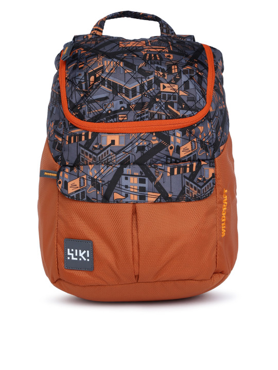 women orange graphic backpack
