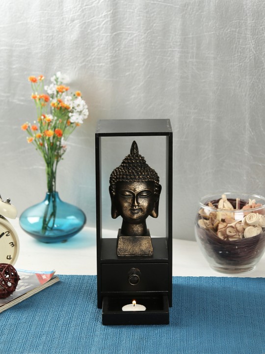 Black & Bronze Patterned Candle Holder