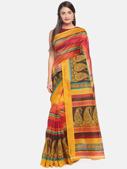 Multicoloured Printed Silk Blend Saree