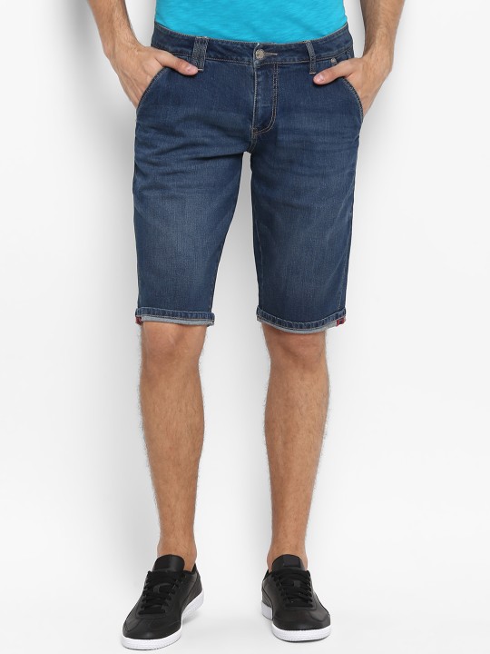 Men Blue Washed Regular Fit Denim Shorts 29