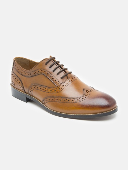 Men Tan Brown Leather Brouges 6