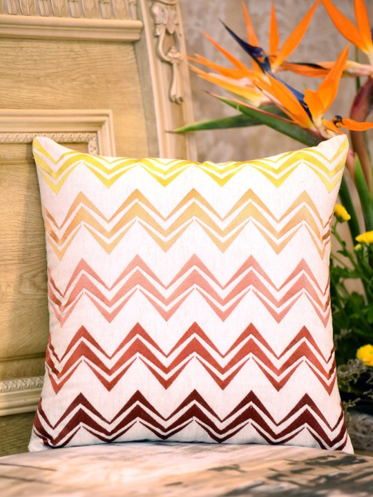 Orange Set of Single Striped Square Cushion Covers