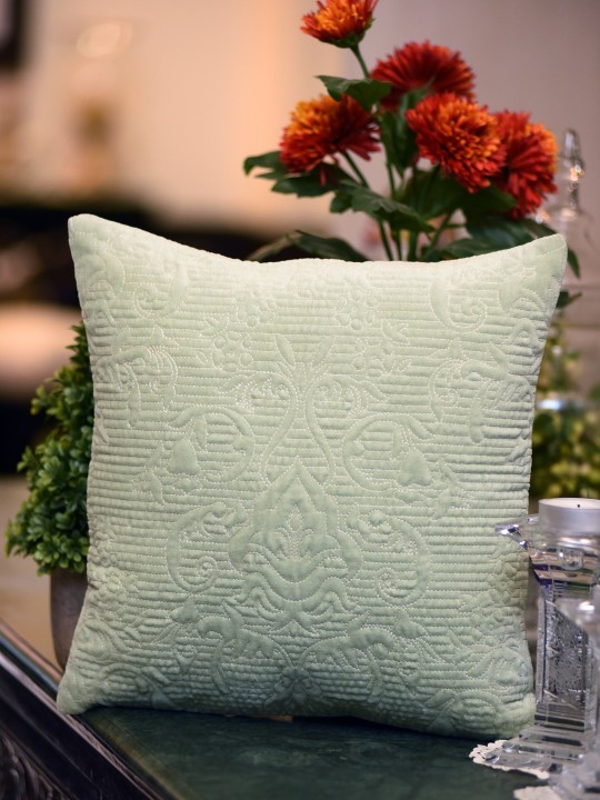 Green Set of Single Floral Square Cushion Covers