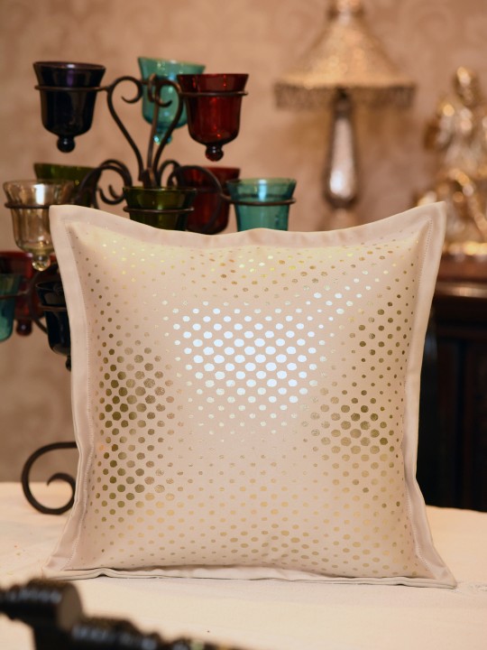 Gold-Toned Set of Single Geometric Square Cushion Covers