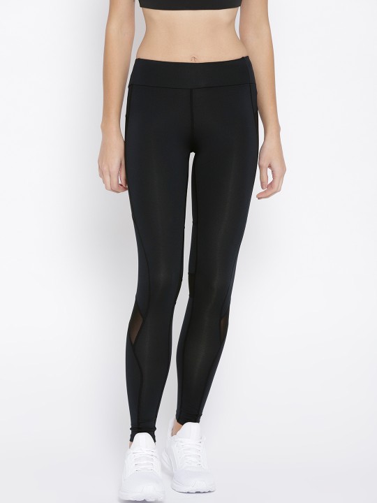 Women Black Solid Tights S