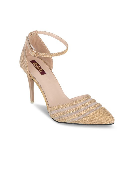 Women Gold-Toned Striped Pumps 35
