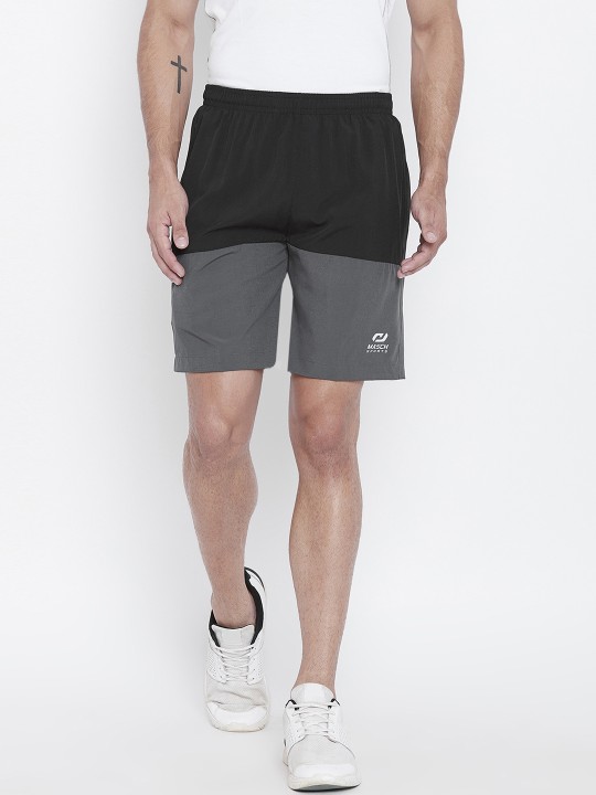 Men Black Colourblocked Regular Fit Sports Shorts 30