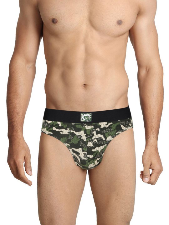 Men Green & Yellow Camouflage Printed Briefs ART 3 S
