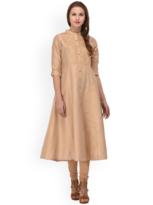 Women Brown Solid A-Line Kurta S