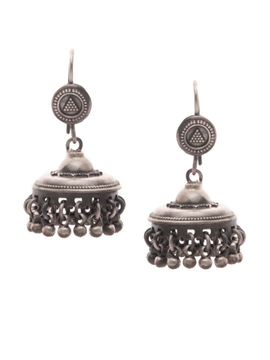 Silver-Toned Classic Jhumkas