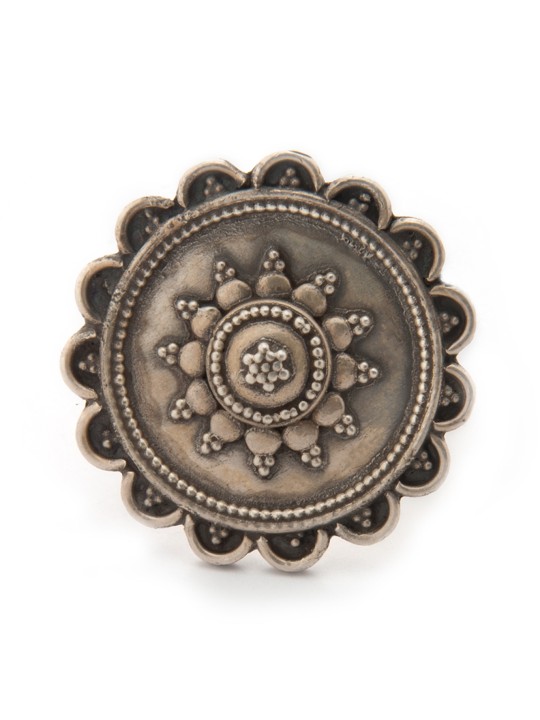 Rubans 925 Silver Oxidised Contemporary Handcrafted Floral Ring