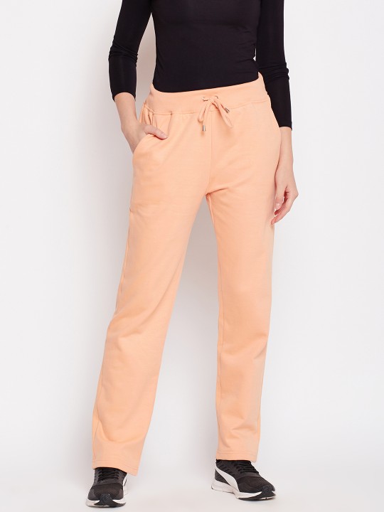 Women Peach-Coloured Regular Fit Solid Joggers 28