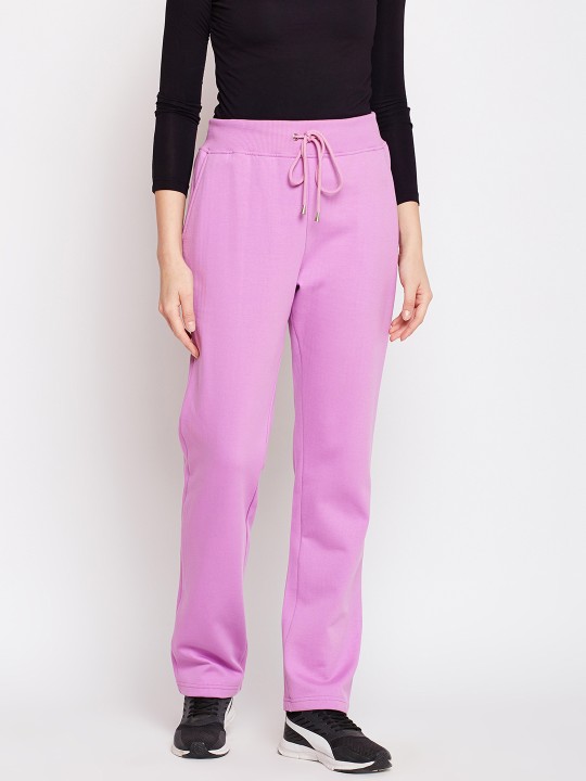 Women Lavender Regular Fit Solid Regular Trousers 28
