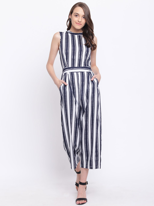 Navy Blue And White Striped Basic Jumpsuit Xs Desertcart Seychelles
